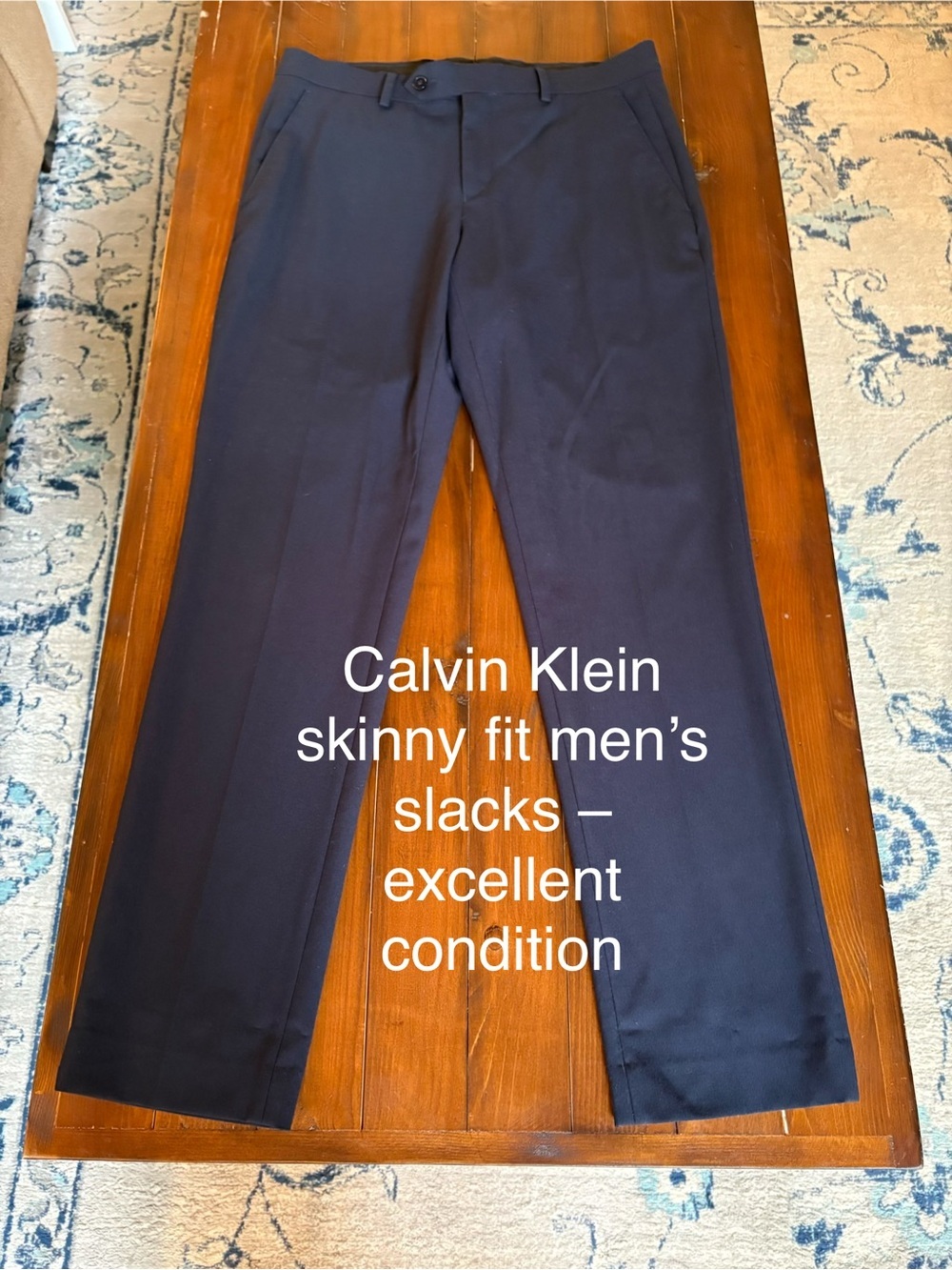 Calvin Klein Men's Fit Skinny Dress Pants in Navy see measurements, stretchy